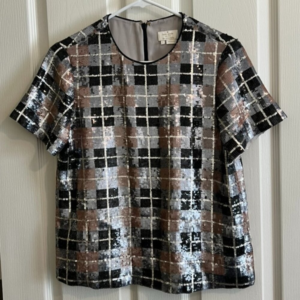 Kate Spade Sequin Plaid Top (Size 0)
